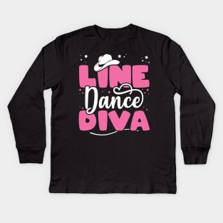 Line Dance Diva - Western Country Dancing design Kids Long Sleeve T-Shirt